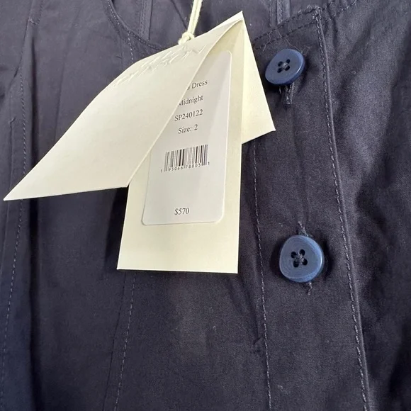 NWT Ulla Johnson Rhea Navy Blue Belted Cotton Midi Dress | size 2 - Picture 5 of 8